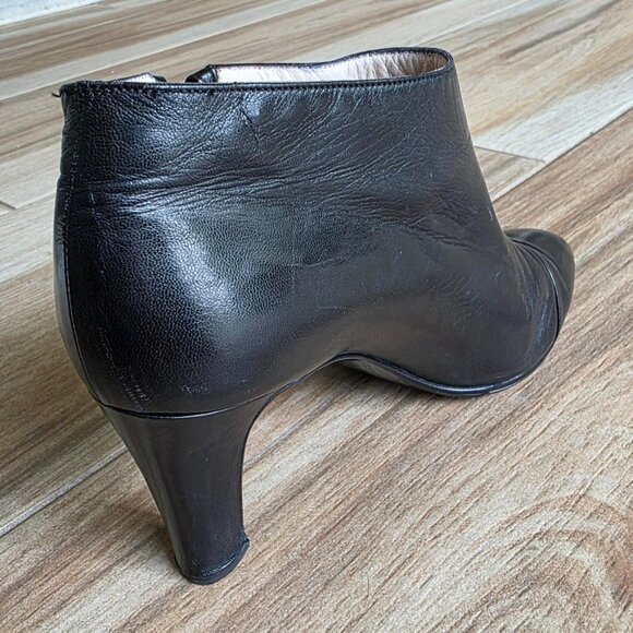 Chanel Black Captoe Lamb Leather  Zipper Ankle Tassel CC Bootie 9 - Picture 9 of 13